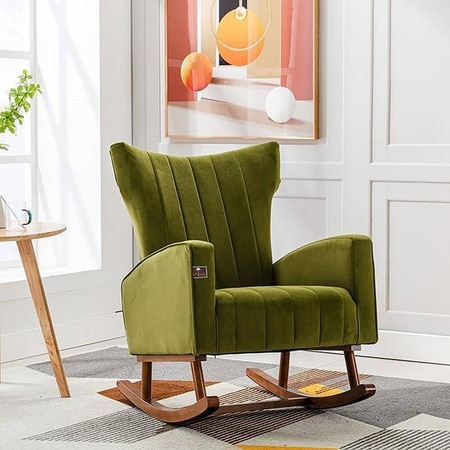 Kymberlie Solid Wood Accent Chair in Green Colour