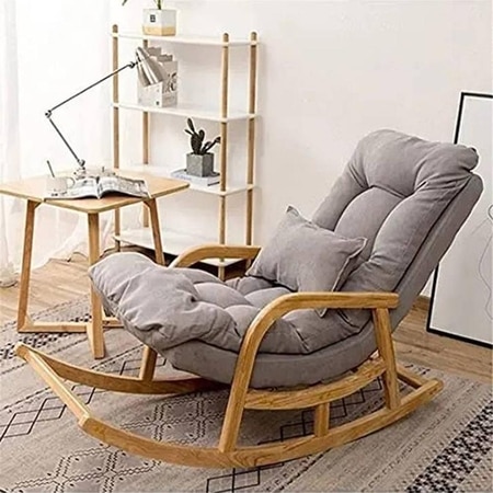 Kingman Solid Wood Rocking Chair in Grey Colour