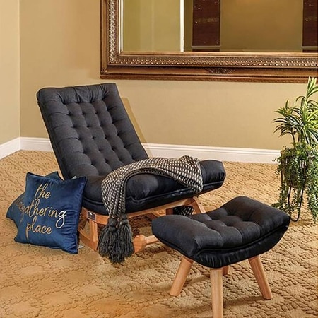 Kelwin Solid Wood Rocking Chair in Grey Colour