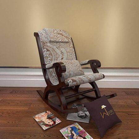 Shaneice Solid Wood Rocking Chair in Printed fabric Colour