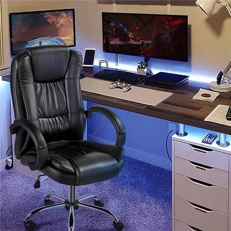 Fenna Leatherette Swivel Study Chair in Black Colour
