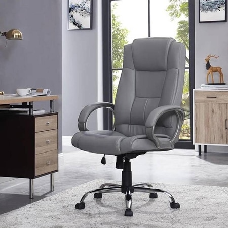 Buttam Leatherette Swivel Study Chair in Grey Colour
