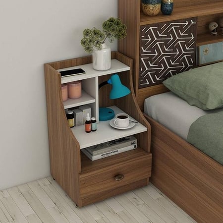 Winslet Engineered Wood Bedside Table in Exotic Teak Finish