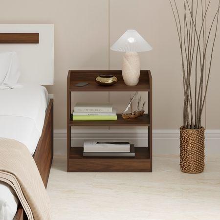 Nohee Engineered Wood Bedside Table in Brown Maple Finish