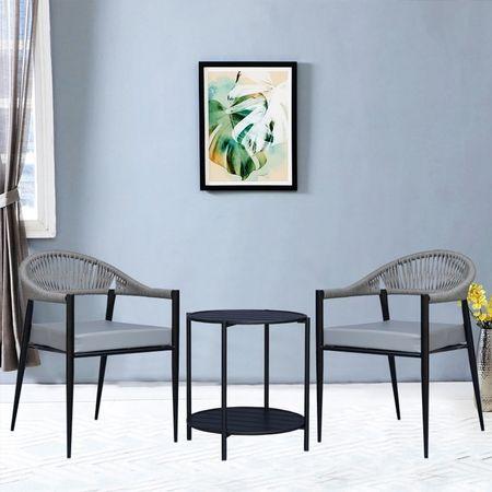 Rivera Outdoor Table Set with 1 Table and 2 Chairs Gun Metal In Grey