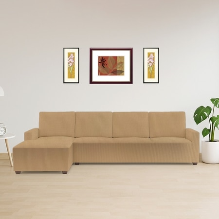 Left Aligned 3 Seater Left Aligned Chaise Golden  Sofa Cover