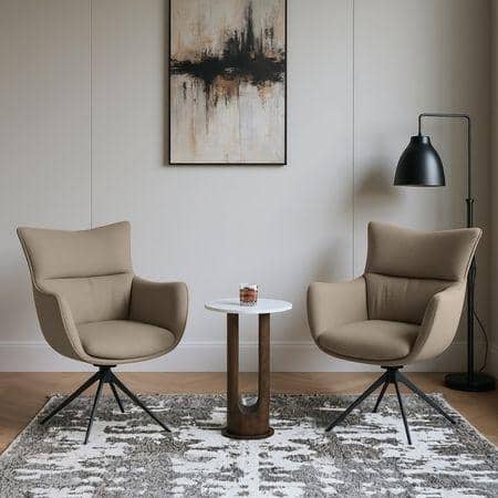 Beck Swivel Metal Dining Chair Set Of 2 In Taupe Leatherette