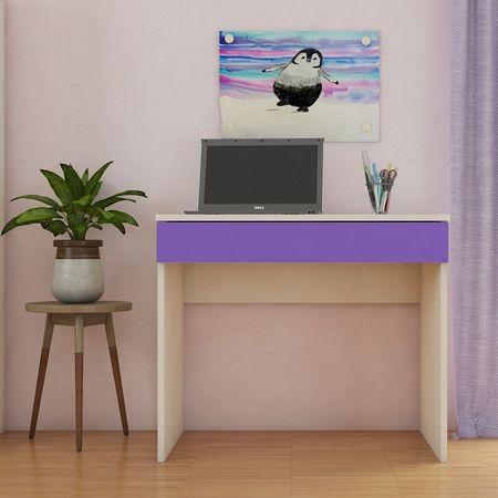Primera Kids Study Desk with Drawer in Light Woodgrain Finish Lavender Purple Colour