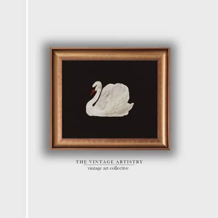 Artistry Black White Antique Swan Canvas Wall Prints Canvas Wall Prints Set of 1 Multicolor Matte