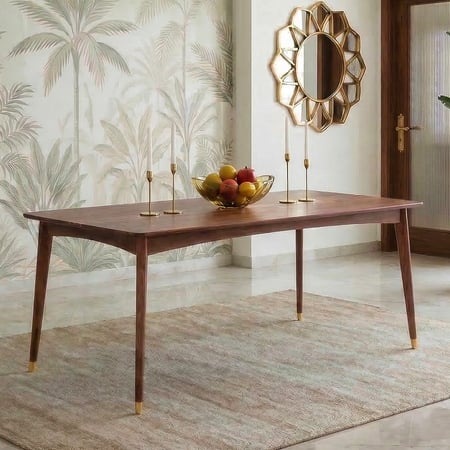 Saar Teak Wood 6 Seater Dining Table In Espresso Teak Finish