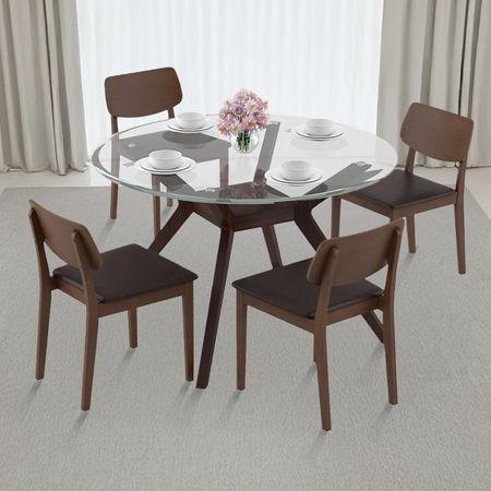 Wesley - Lawson 4 Seater Dining Table Set (Colour- Dark Brown, Finish- Dark Walnut)