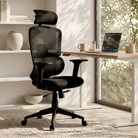 Falcon High Back Mesh Office Chair in Black Colour