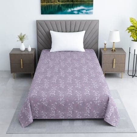 Lavender Floral Cotton 400 Tc Flat Single Bed Size Bedsheet