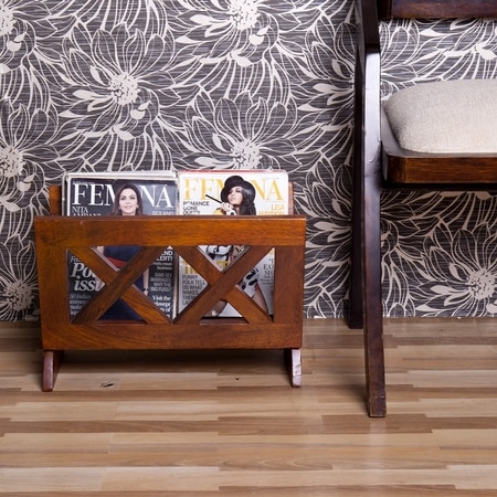 Mika Solid Wood Magazine Rack in Honey Finish