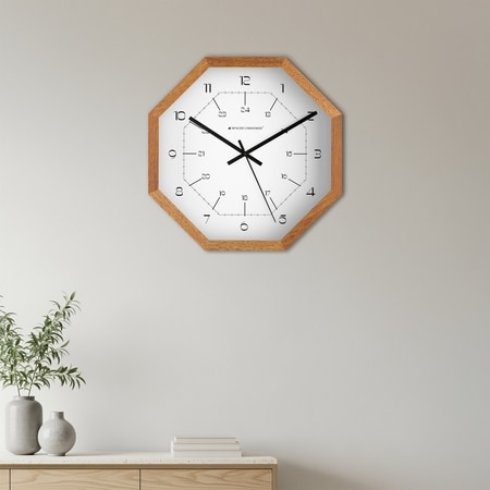 Wooden Wall Clock with 24-Hour Contemporary Dial