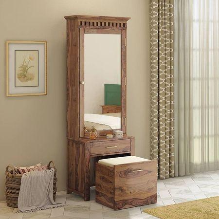 Fidora Dressing Table With Stool in Teak Finish