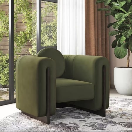 Reno Lounge Chair in Deep Olive Velvet Colour