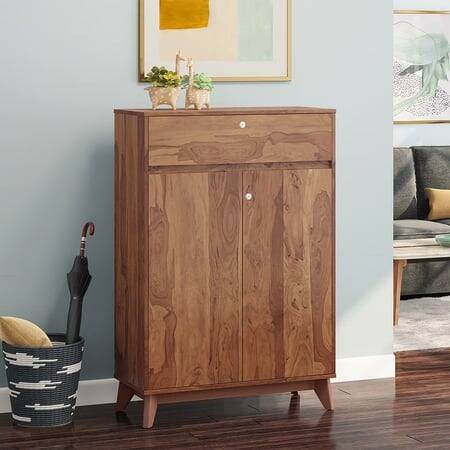 Webster 15 Pair Shoe Rack With Drawer in Sheesham Finish