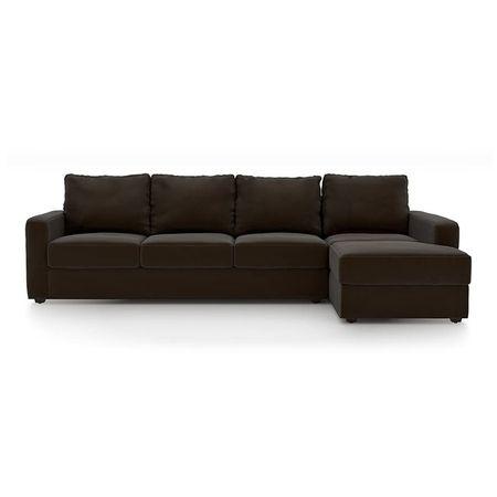 Apollo Compact Sofa (Colour : Chocolate, Cushion : Hard, Seating Capacity : Right Aligned 3 Seater + Right Aligned Chaise + Ottoman)