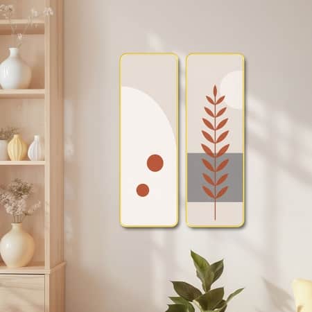 The Castle Decor Modern Boho Botanical Wall Art Set of 2 Design 4 12x18 Inch