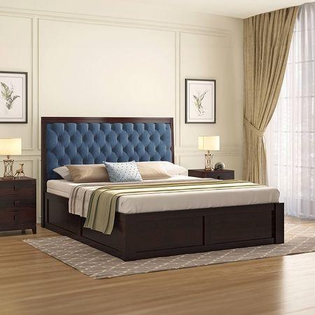 Avon Solid Wood King Size Box Storage Bed In Mahogany Finish