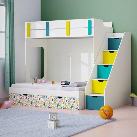 Pattern Dreams Bunk Bed with Storage in White Colour BKBB021