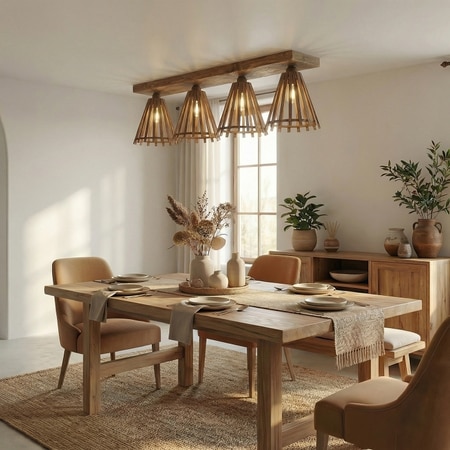 Funnel Brown Solid Wood Ceiling Light