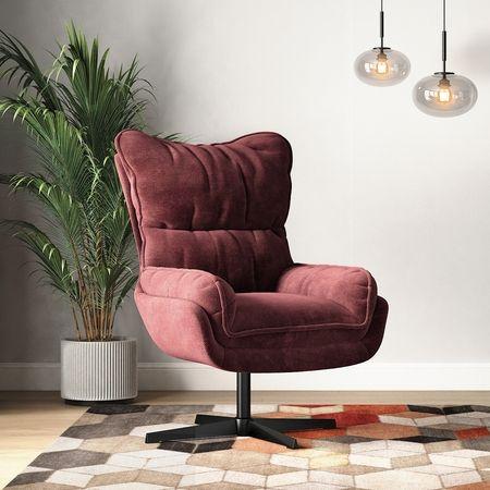 Marson Swivel Lounge Chair in Berry Red Colour