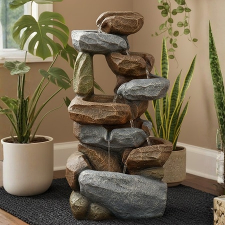 Resting Rock Stone Fountain For Indoor And Outdoor