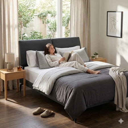 Scandinavian Blandus Queen Bed Black Matte Finish
