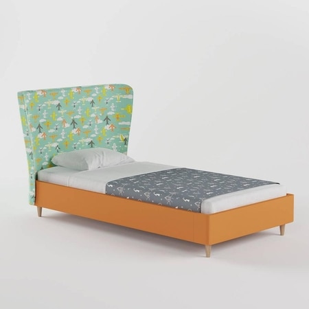 Doodle Engineered Wood Bed in Orange Colour