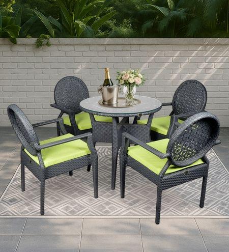 Nowra Wicker Table And Chair Set In Grey Finish