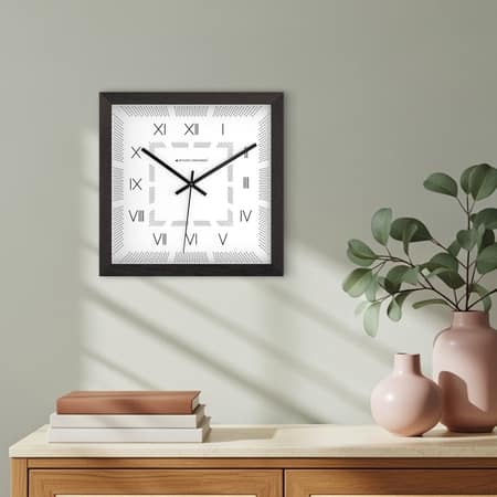 Classic Roman Numeral Square Wooden Wall Clock with Textured Dial