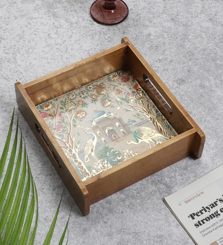 Taj Garden View Wooden Tray - Small