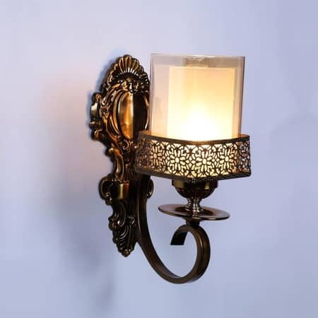 Eliante Solis Antique Gold Iron Wall Light With E27 Holder In Antique Gold Colour