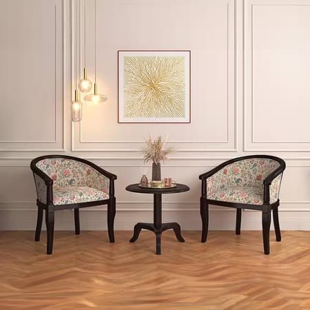 Florence Solid Wood Lounge Chair in Calico Floral Colour