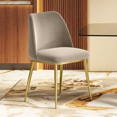 Olivia Accent Chair in Finish Antique Brass and Cloudy Beige Velvet Colour