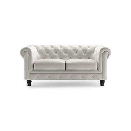 Winchester 2 Seater Half Leather Sofa in White Colour