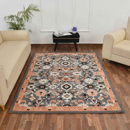 Multicolor Traditional Machine Made Polyester 4 X 6 Feet Carpet