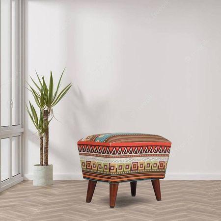 William Solid Wood  Ottomon in  Multicolor Colour