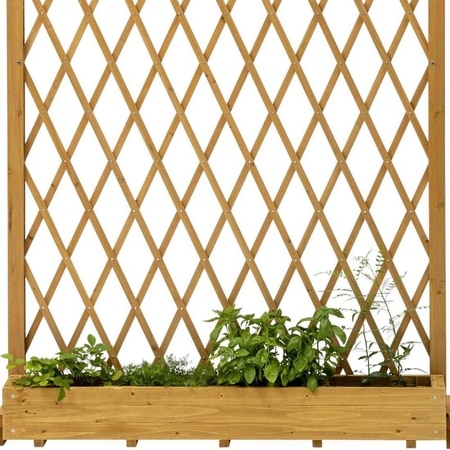Wooden Slim Herb Planter with Divider Natural 120 cm