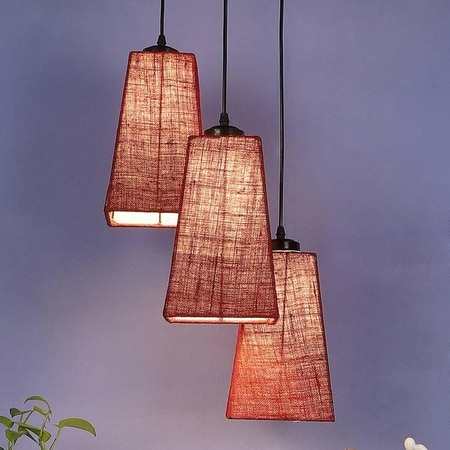 Esteban Maroon Natural Fiber Cluster Hanging Light