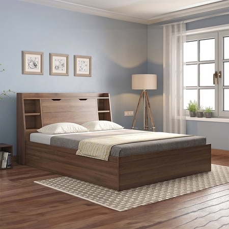 Scott King Size Box Storage Bed in Classic Walnut Finish