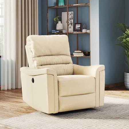 Marlowe Single Seater Motorised Recliner in Ancient Ivory Cream Leatherette Colour