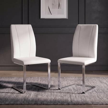 Seneca Metal Dining Chair in White Colour - Set of 2