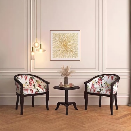 Florence Armchair in Carmine Cassia Colour and Mahogany Finish