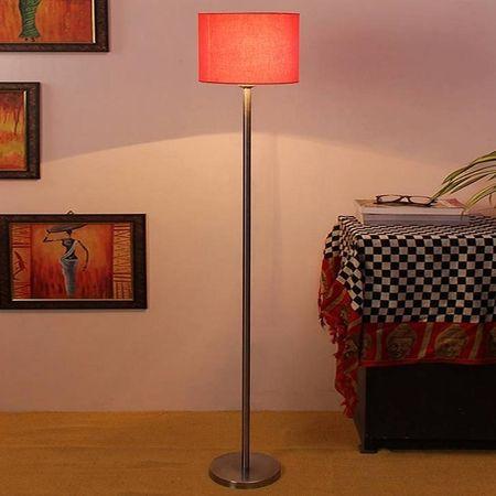 Darlene Red Cotton Shade Floor Lamp