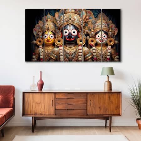 The Castle Decor Shri Jagannath Wall Painting Wooden Framed 27x48 Inch (Style 1)