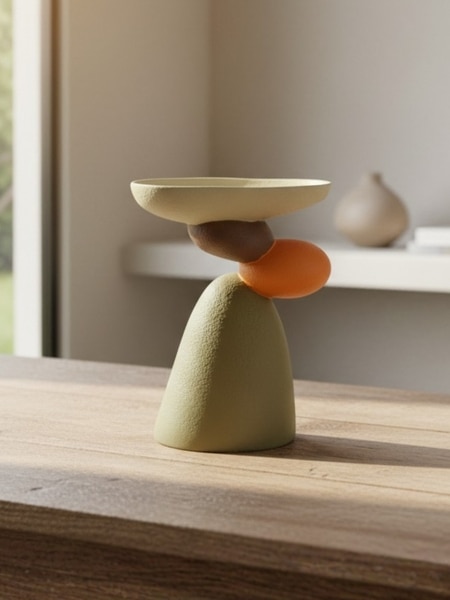 Round Stone Design Resin Showpiece Artistic Decorative Home Accent