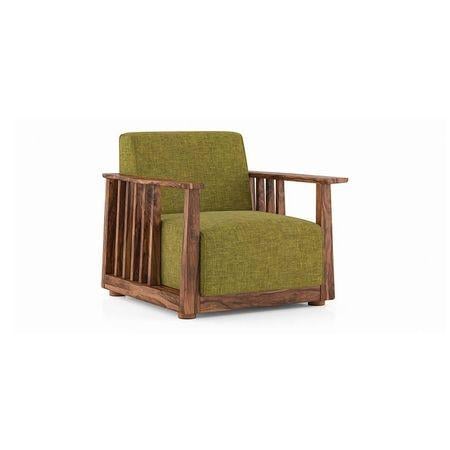 Serra Wooden Sofa - Teak Finish (Green Olivia)